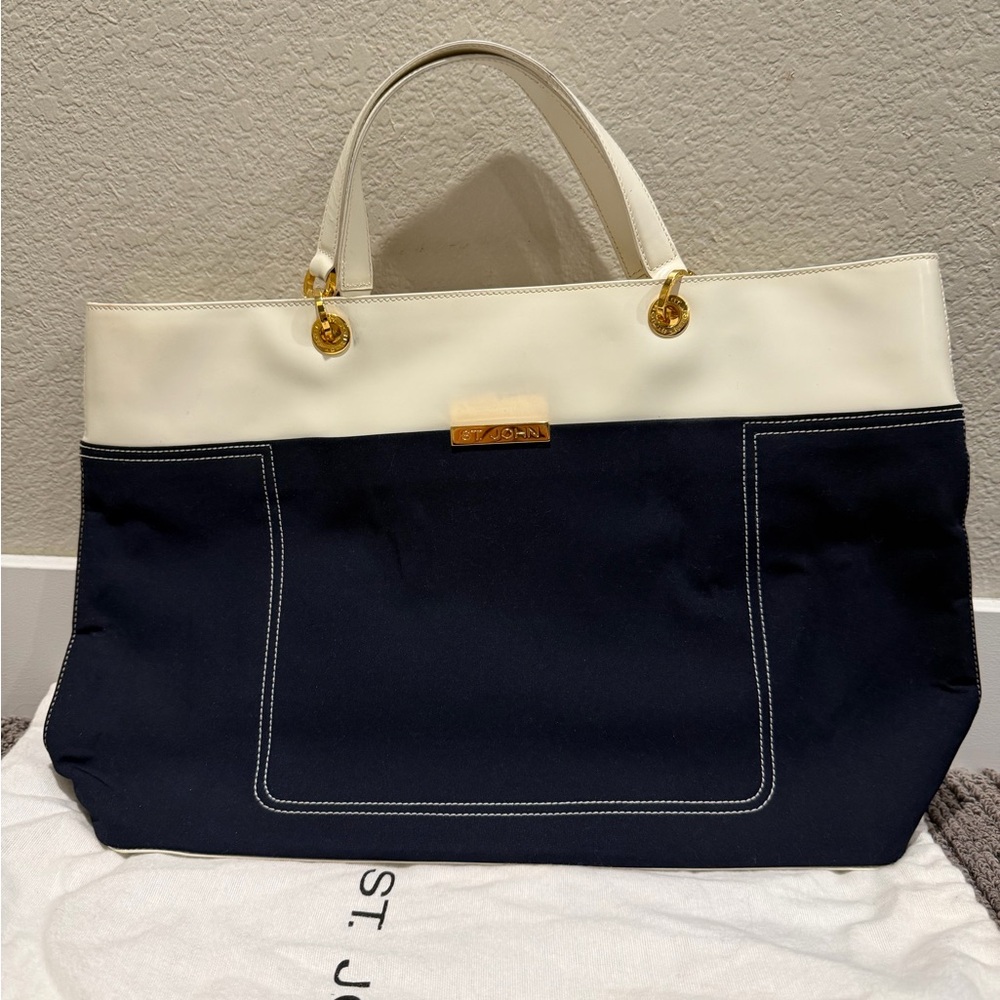 St. John Classic Black and Cream Tote